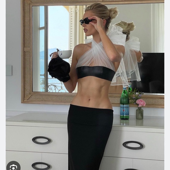 Helsa Leather Top and Crepe Skirt Set - Picture 2 of 6